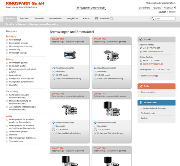 New search filter selection for Brakes